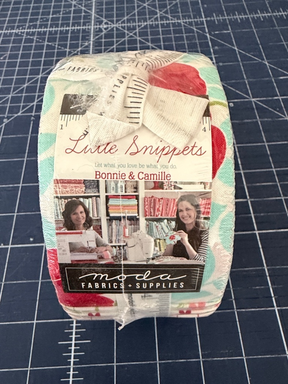 Bonnie & Camille 'Little Snippets' Fabric Roll - Aqua with Red Floral